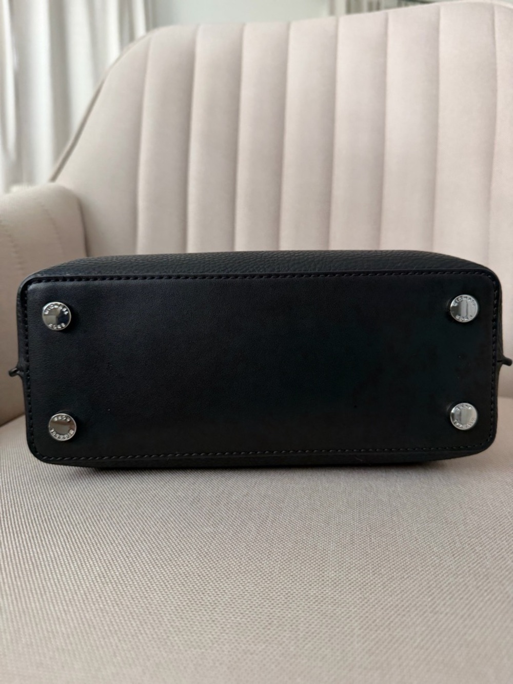 Michael Kors Black Pebbled Leather Satchel with Belt Detail - Picture 3 of 7